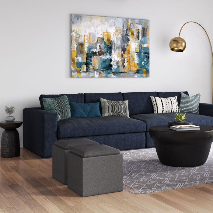 Rockwood - Upholstered Cube Storage Ottoman With Tray Simpli-Home