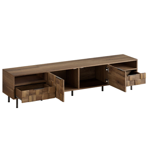 TV Stand With 2 Drawers, Media Console Table For TVs Up To 85'' - Natural Hearth and Haven