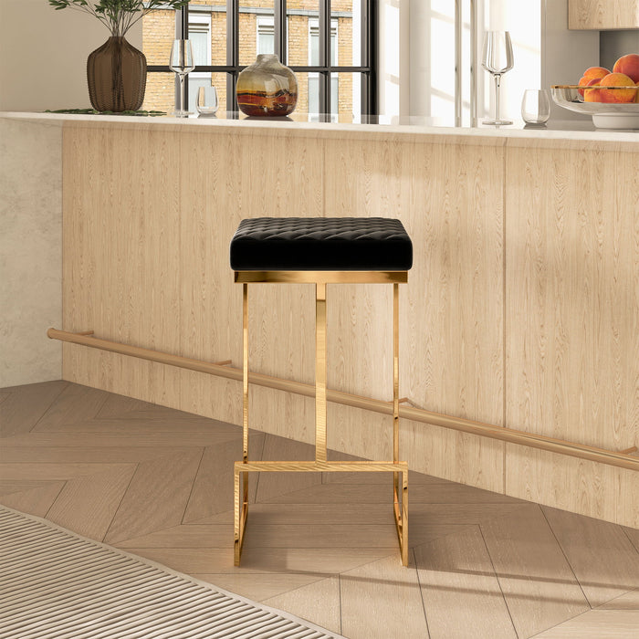 Joel - Upholstered Stool - Black / Gold Ashcroft Furniture