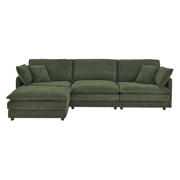 L-Shaped Sectional Sofa With Ottoman, Convertible 4 Seater Couch Home Essentials