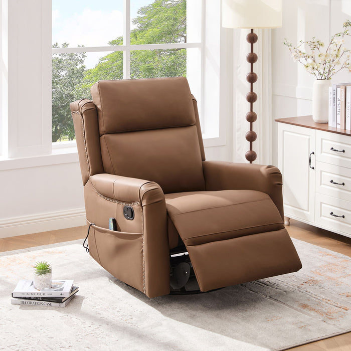 Manual Recliner Swivel Rocking Chair With 8 Point Massage And Heating Noble House