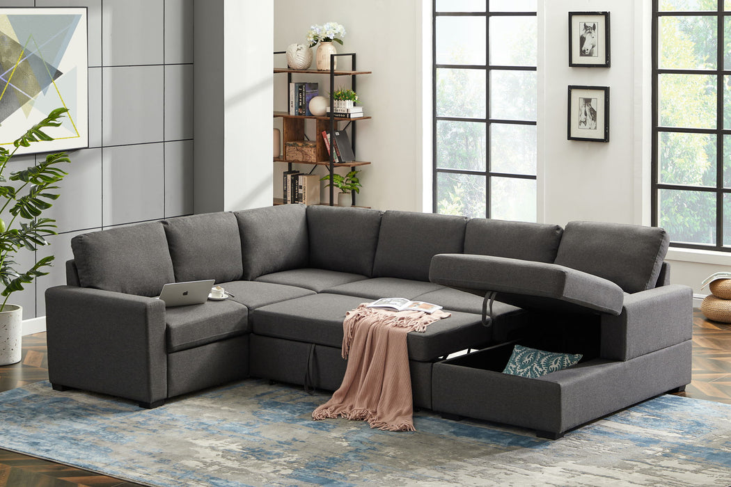 Ketterman - 4 Piece Upholstered Sectional - Dark Gray Urban Retreats