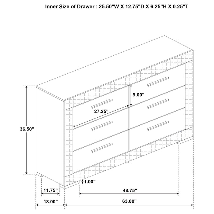 Pierce - 6 Drawer Dresser Cabinet Furniture Max