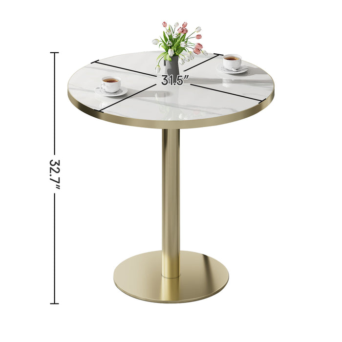 Round Bistro Table - Gold / White Home Essentials