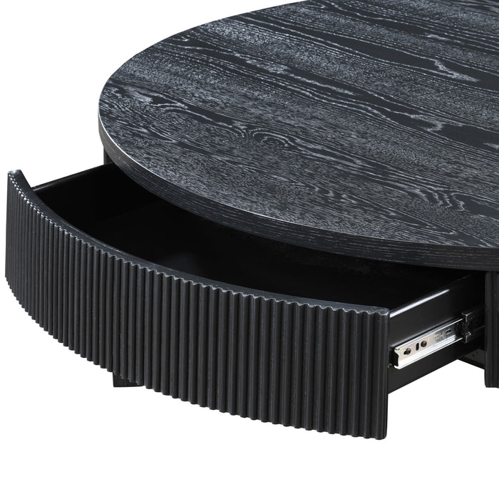 Tate - Round One Drawer Coffee Table - Black New Classic