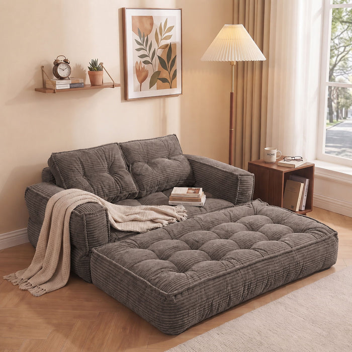 2 Seater Modular Corduroy Sofa With Chaise Lounge For Living Room Home Essentials