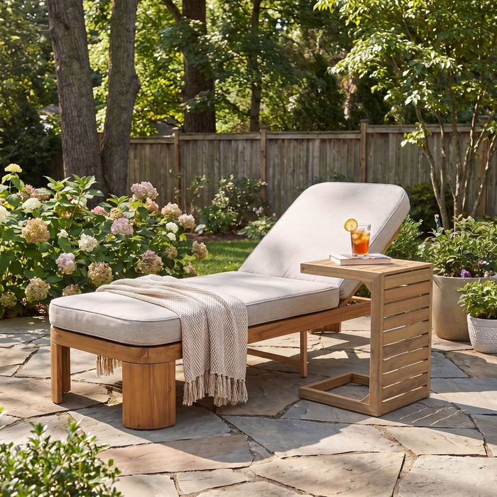 Outdoor Chaise Lounge Set With Side Table, 5 Position Adjustable Patio Recliner Noble House