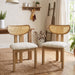 Striped Upholstered Rattan Back Dining Chairs (Set of 2) Home Essentials