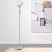Jessa - Torchiere Floor Lamp With Soft Glass Shade - Silver Furniture Max