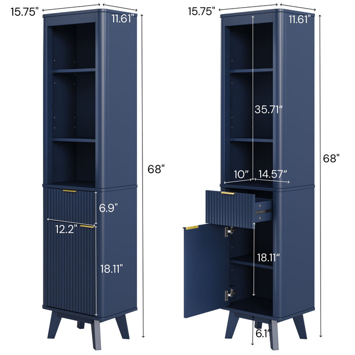 Tall Bathroom Storage Cabinet With Adjustable Shelves And 1 Drawer & Door Noble House
