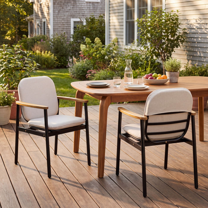Outdoor Dining Chair - Beige / Black / Teak Noble House