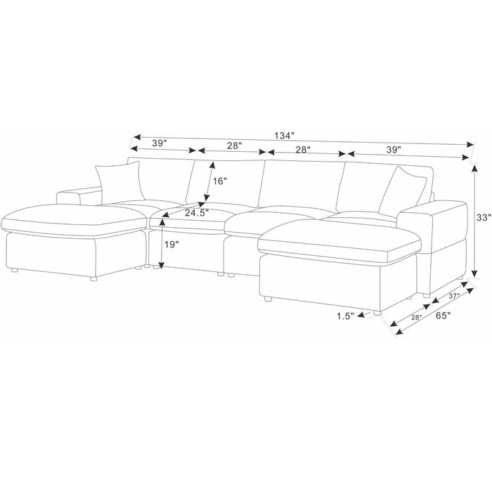 Upholstered Symmetrical Modular Sectional With 6 Seating Home Essentials