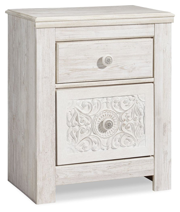 Paxberry - Two Drawer Night Stand - Whitewash Signature Design by Ashley®