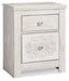Paxberry - Two Drawer Night Stand - Whitewash Signature Design by Ashley®