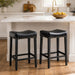 Bar Stool With Brass Nailhead Trim (Set of 2) - Black Home Essentials
