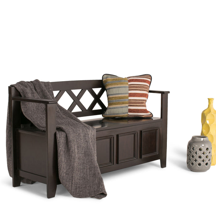 Amherst - Entryway Storage Bench - Hickory Brown Simpli-Home