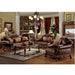 Dresden - Loveseat With 2 Pillows - Brown Synthetic Leather & Chenille, Cherry Oak ACME