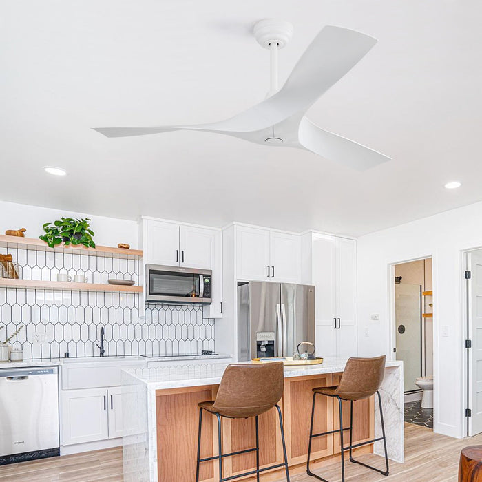 52" Ceiling Fan With Remote Control, Quiet Reversible DC Motor, For Indoor Outdoor Use - White Daily Nest