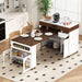 Extendable Dining Table With Folding Top, Rolling Kitchen Island With Drawers And Power Outlet Hearth and Haven
