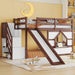 Loft Bed With Storage Stairs, Slide, Playhouse Window And 7 Colors LED Lights Home Essentials
