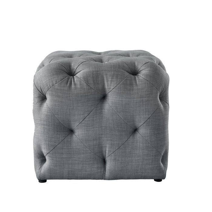 Linen Cube Ottoman - Light Gray