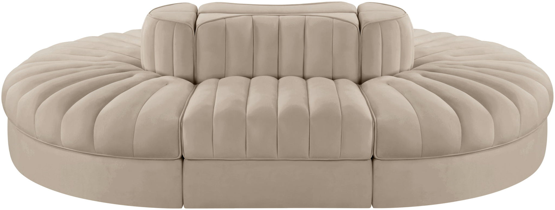 Rummi - Oval Velvet Performance Fabric Upholstered 6 Piece Modular Sectional Meridian Furniture