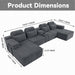 U-Shaped Sectional Sofa With Chaise Lounge And Cup Holders Home Essentials
