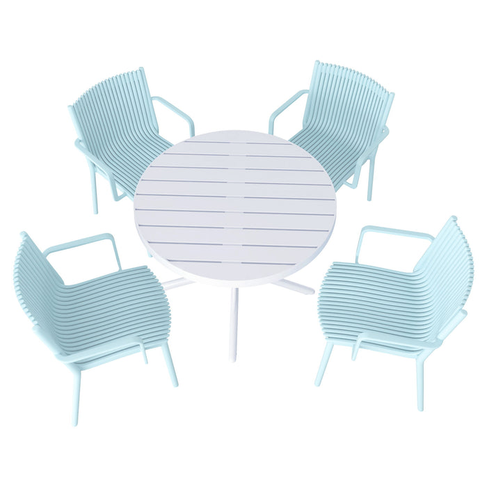 4 Modern Stackable Plastic Armchair Matched With Round Table Home Essentials