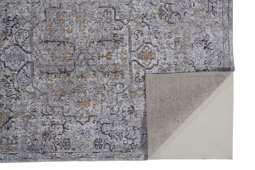Abstract Stain Resistant Area Rug - Gray Taupe And Yellow - 4' X 6'