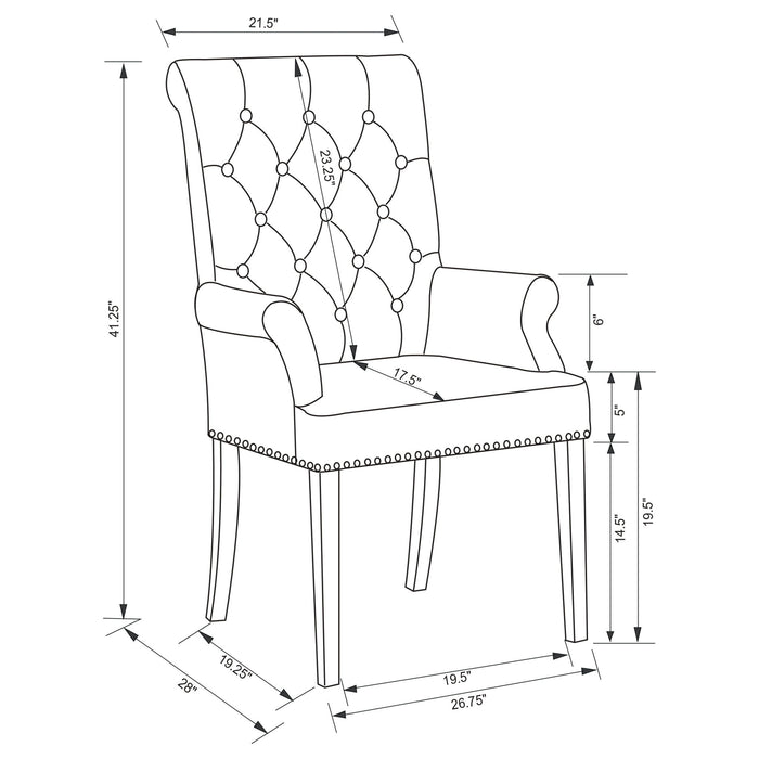 Vaughn - Upholstered Dining Chair With Tapered Legs And Nailhead Trim - Beige Furniture Max