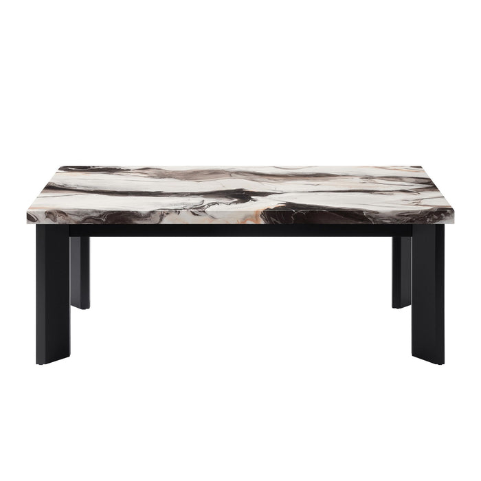 Strata - Faux Marble 3 Piece Occasional Set (1 Coffee & 2 End Tables) - Black / White New Classic