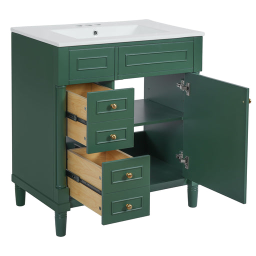 Bathroom Vanity With Sink, Freestanding Storage Cabinet & 2 Drawers And Soft Closing Door, Solid Legs, Frame, Basin, Hearth and Haven
