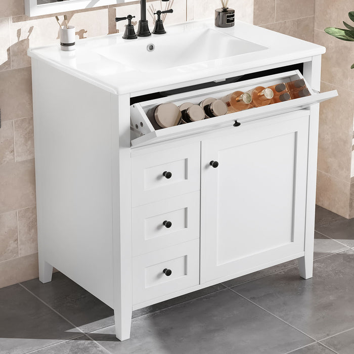 Bathroom Vanity With Sink, 3 Drawers And Adjustable Shelf, Freestanding Storage Unit Hearth and Haven