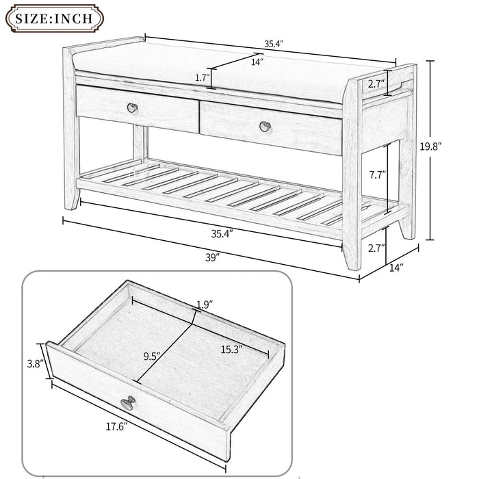 Multipurpose Entryway Shoe Rack With Cushioned Seat And Drawers Hearth and Haven