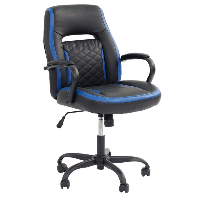 Ergonomic Office Chair With Armrests, Adjustable Design - Black / Blue Home Essentials