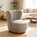 Curved Back Swivel Lounge Chair With Rotating Base For Home - Gray Home Essentials