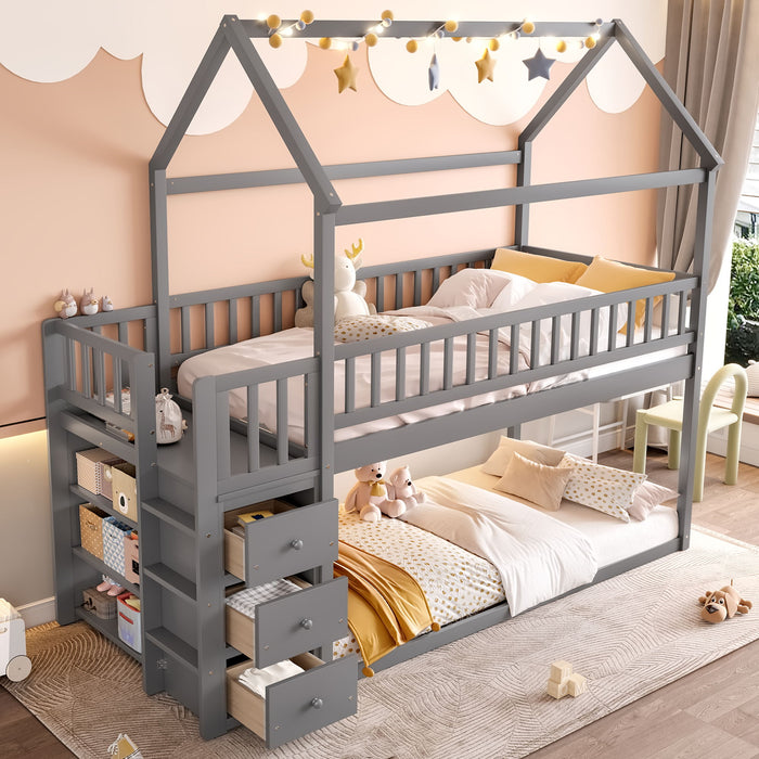 Bunk Bed With Shelves And Drawers, Storage Focused Design Home Essentials