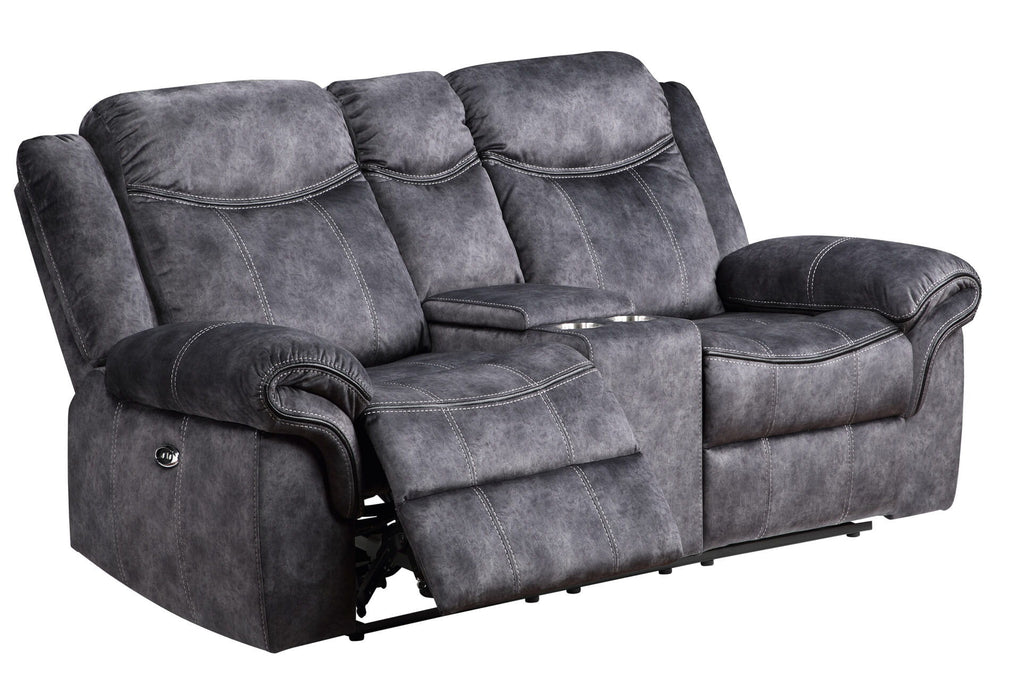 Microfiber Power Reclining Loveseat With Storage - Dark Gray