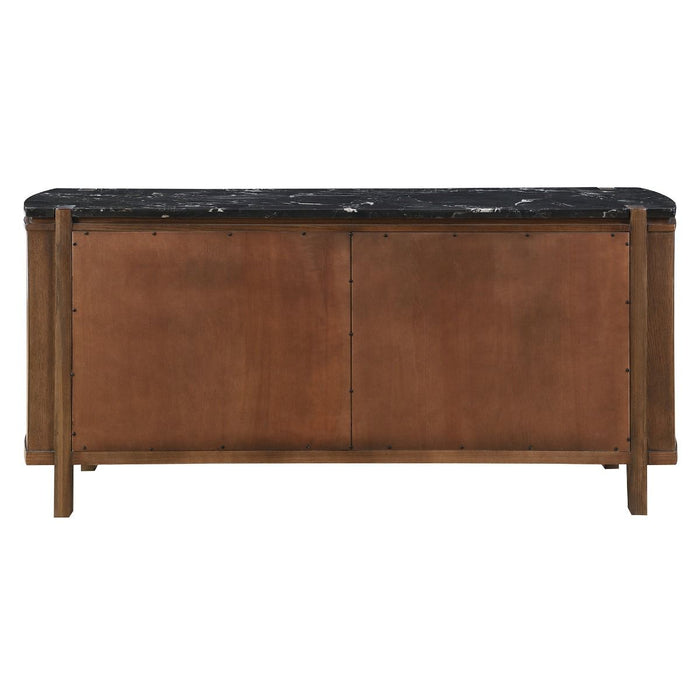 Estella - Server With Marble Top - Black Natural Marble Top & Walnut ACME