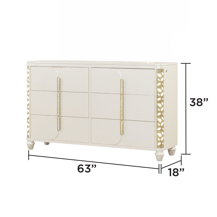 Cinderella - Dresser With LED Accents And 6 Storage Drawers (Mirror Not Included) - Beige Matrix Furniture Group