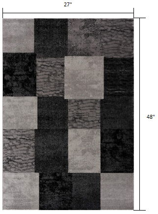 2' x 4' Geometric Blocks Area Rug - Gray
