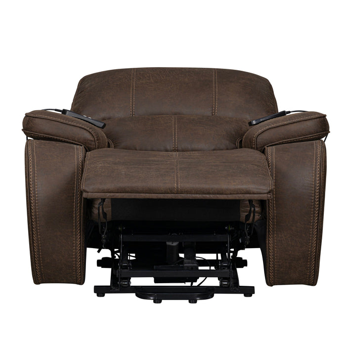 Brookings - Power Lift Recliner With Heat & Massage - Brown