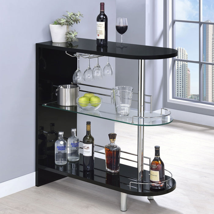 Karinna - 2 Tier Home Bar Table With Shelf - Silver Furniture Max