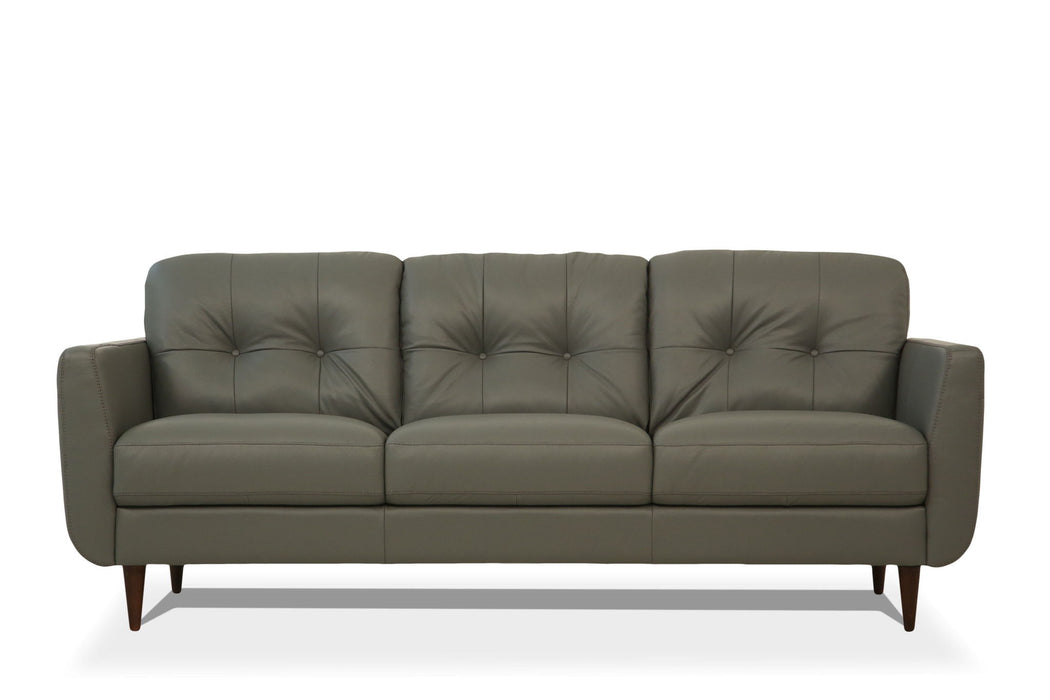 Leather Sofa With Black Legs - Green