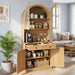 Tall Arched Pantry Cabinet With Charging Station, Adjustable Shelves, Coffee Bar Home Essentials