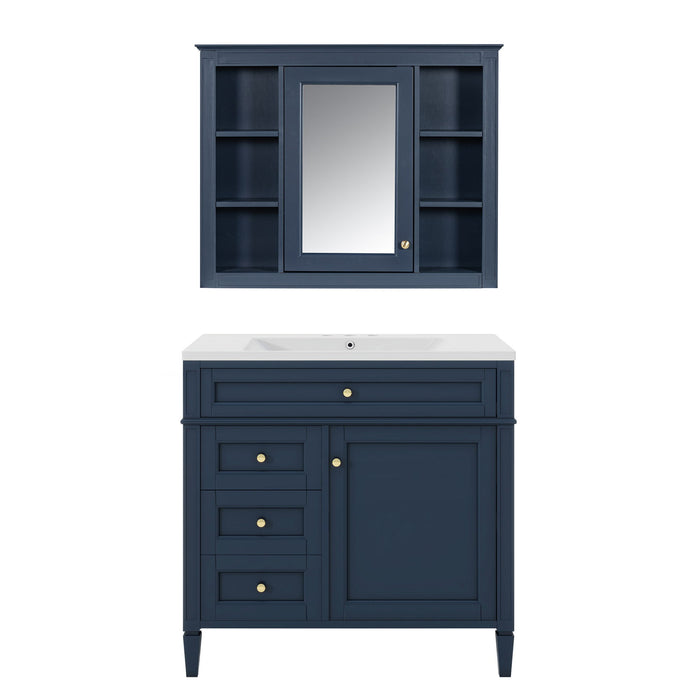 Bathroom Vanity With Mirror Cabinet, Storage Cabinet With 2 Soft Closing Doors And 4 Drawers, Undermount Sink