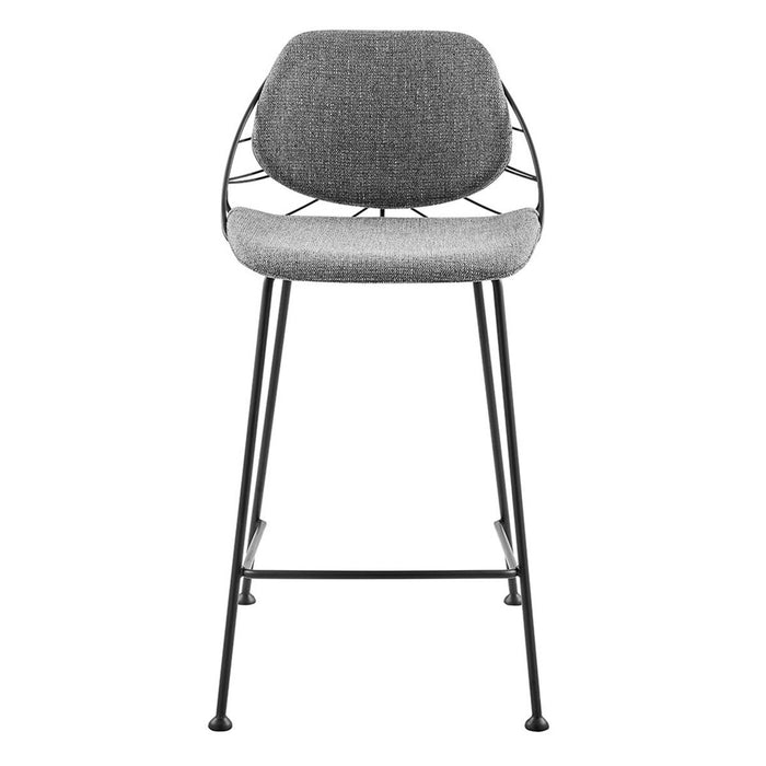 Steel Low Back Counter Height Bar Chairs (Set of 2) - Light Gray / Black