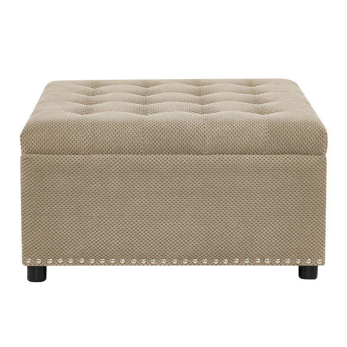 Square Tufted Storage Ottoman With Nailhead Trim Home Essentials