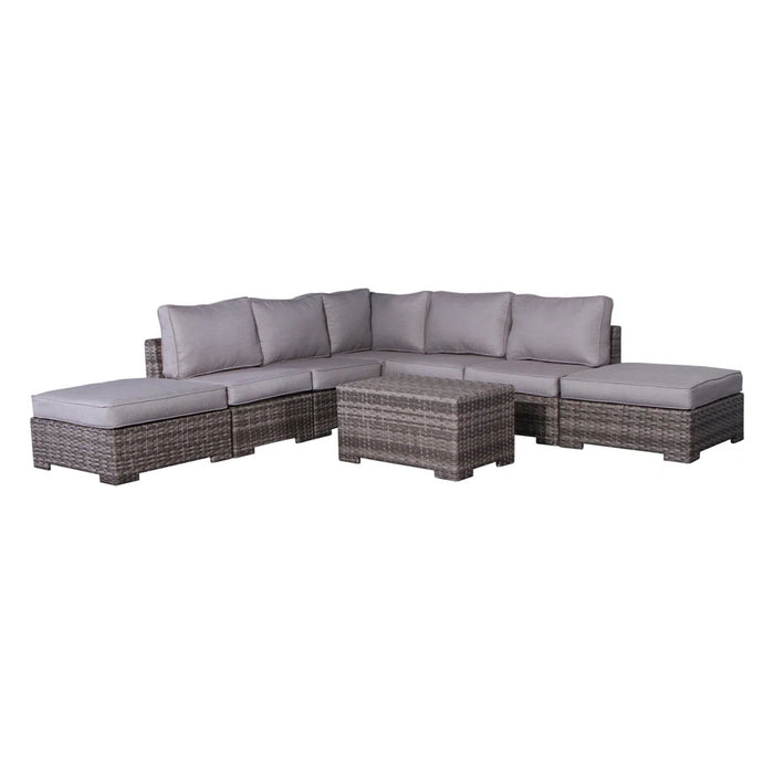 Outdoor 6 Person Wicker Seating Group With Cushions - Gray Mix