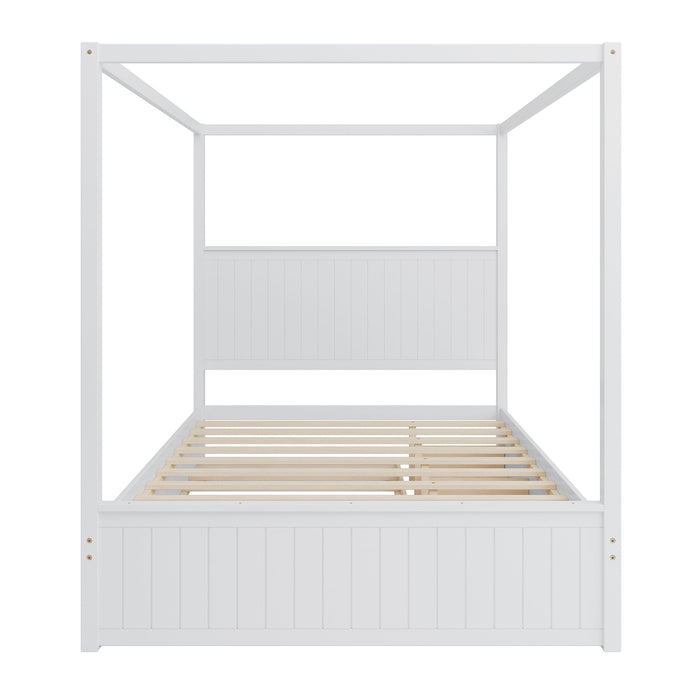 Canopy Platform Bed With Trundle And 3 Storage Drawers Hearth and Haven
